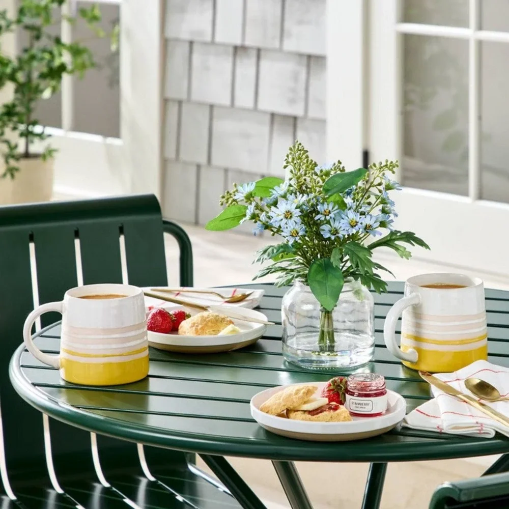 Hearth & Hand Magnolia Coffee Mug Cup Yellow White Stripe Summer Collection - Picture 2 of 4